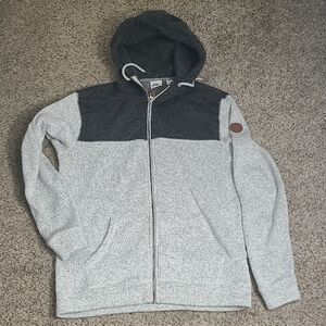 Quiksilver Men's Black and Gray Zip-Up Sweater Coat